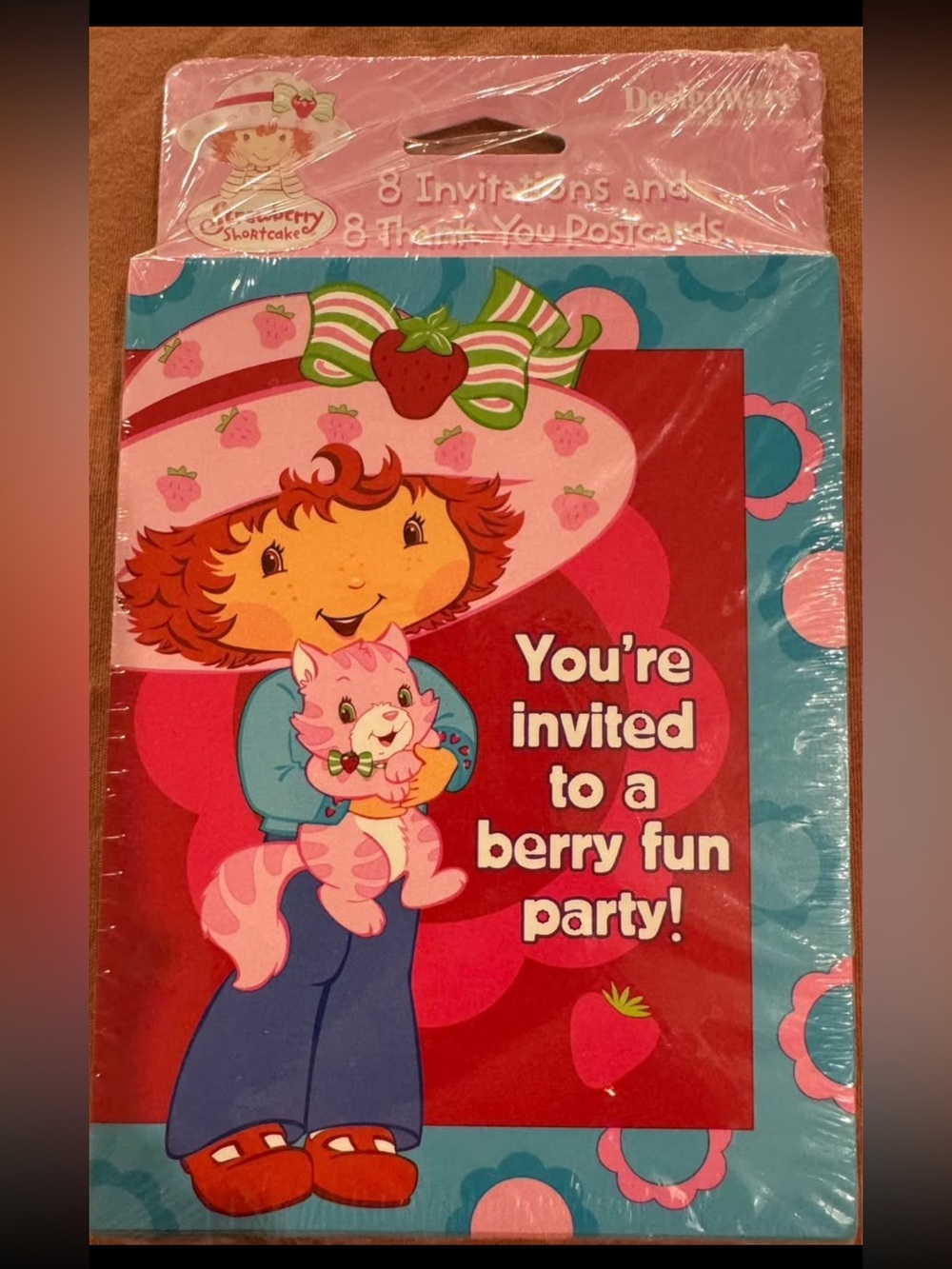American Greetings Strawberry Shortcake Pink Red Blue Party Invitations